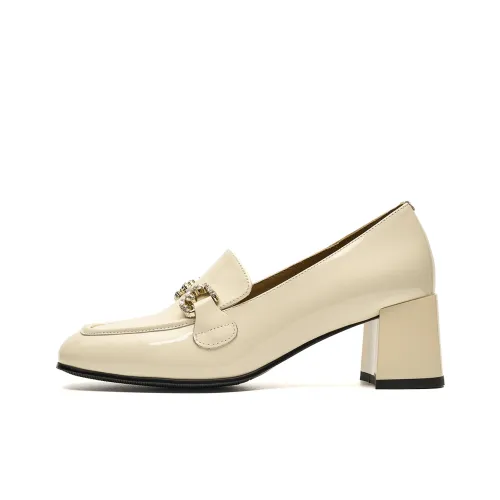 EBLAN Chunky Heel High Heels Women's Ecru