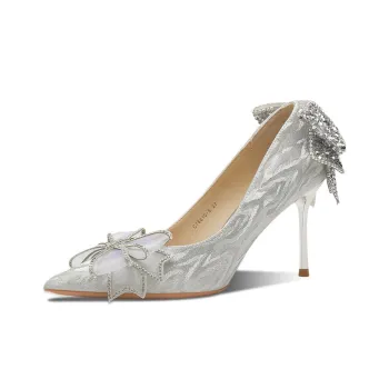 Ainer-cat Slim Heel High Heels 8cm Women's Silver