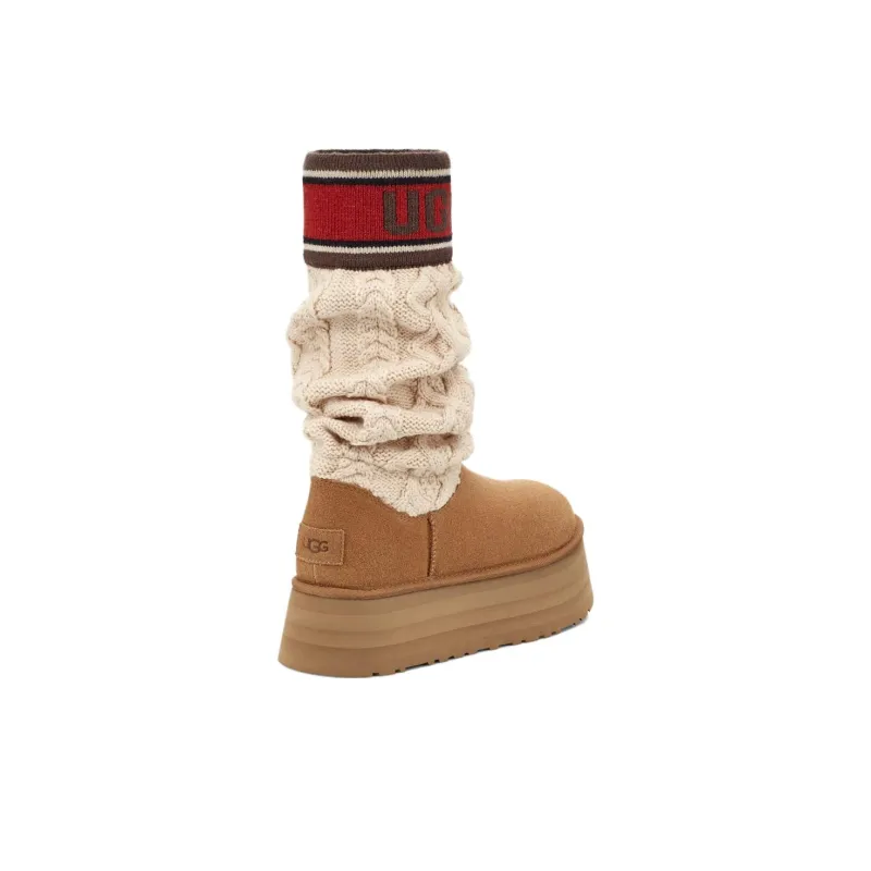 UGG Classic Sweater Letter Boot Chestnut Women's-3