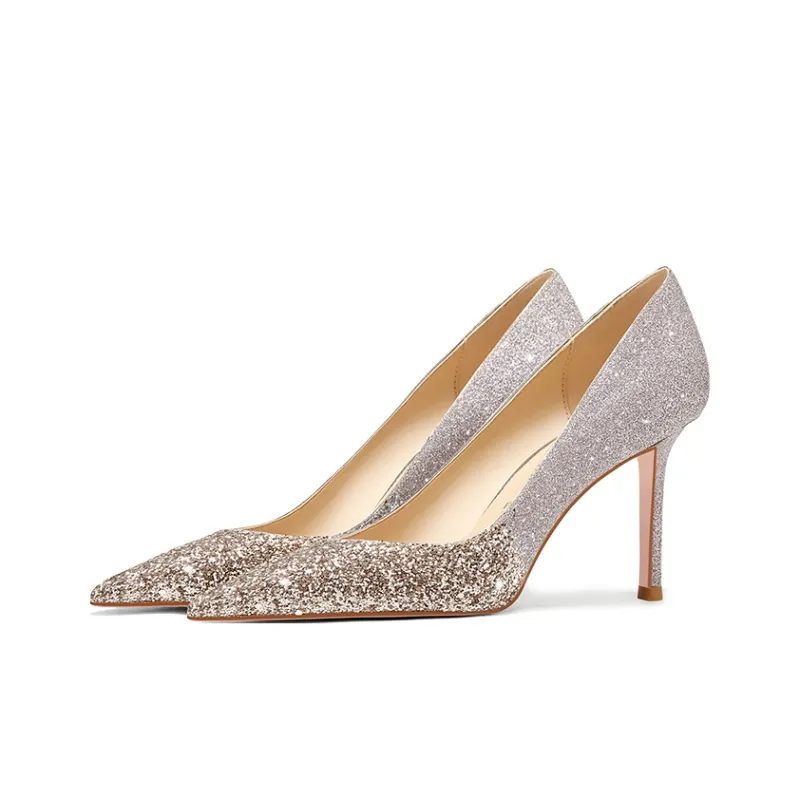 PJJUU Slim Heel High Heels 8.5cm Women's Light Gold-2