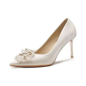 LUNNIFEIYA Slim Heel High Heels Women's Light Champagne