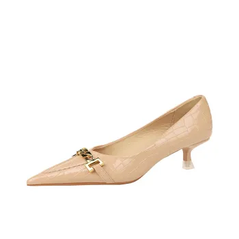 BIGTREE High Heels Women's Apricot/Black/White
