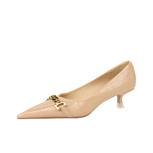 BIGTREE High Heels Women's Apricot/Black/White