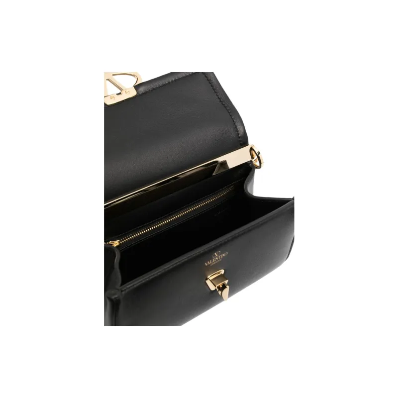 Valentino Vlogo Leather Crossbody Bag Shoulder Bag Women's Black-2