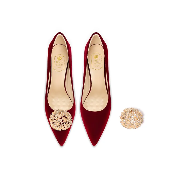 Holy Rose Slim Heel High Heels 10cm Women's Burgundy-1