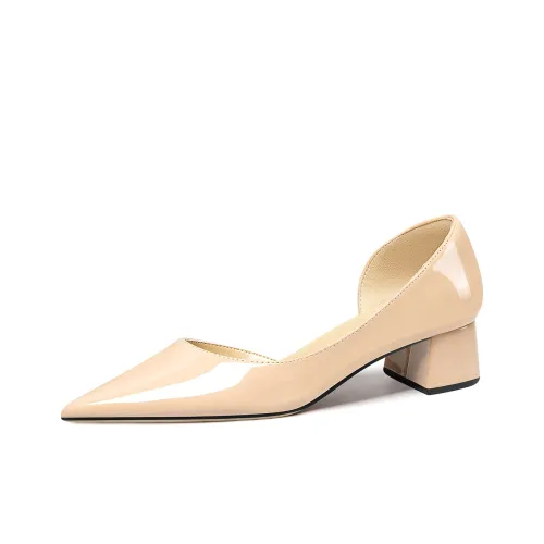 Lily Wei Block Heel High Heels 3.5cm Women's Apricot