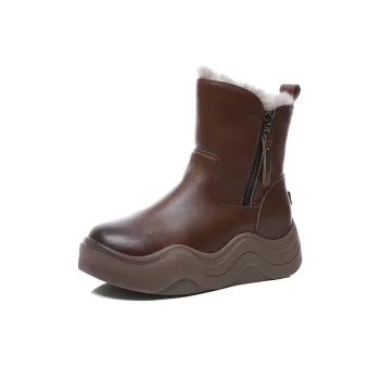 POOQ Short Mid-Calf Snow Boots 4cm Women's