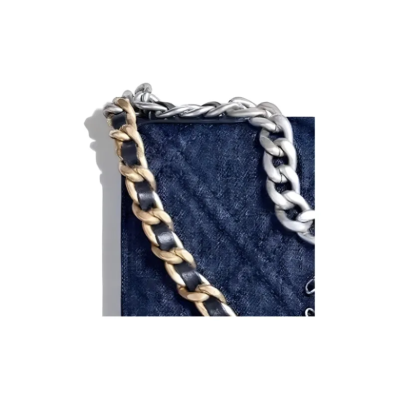 CHANEL 19BagWOC Denim Chain Bag Wallet Women's Dark Blue-3