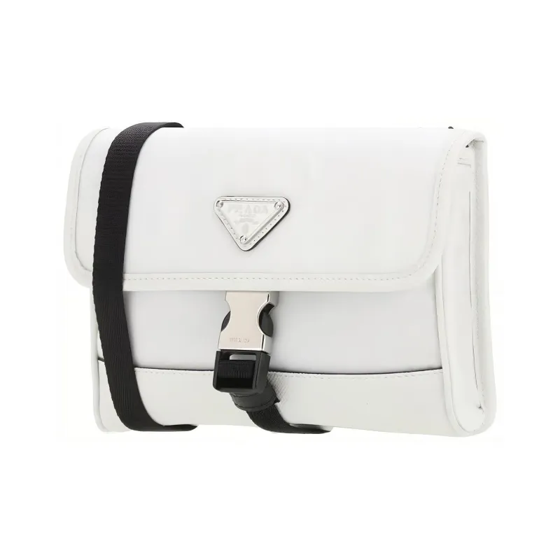 PRADA Leather Nylon Cell Phone Pouch Unisex White-1
