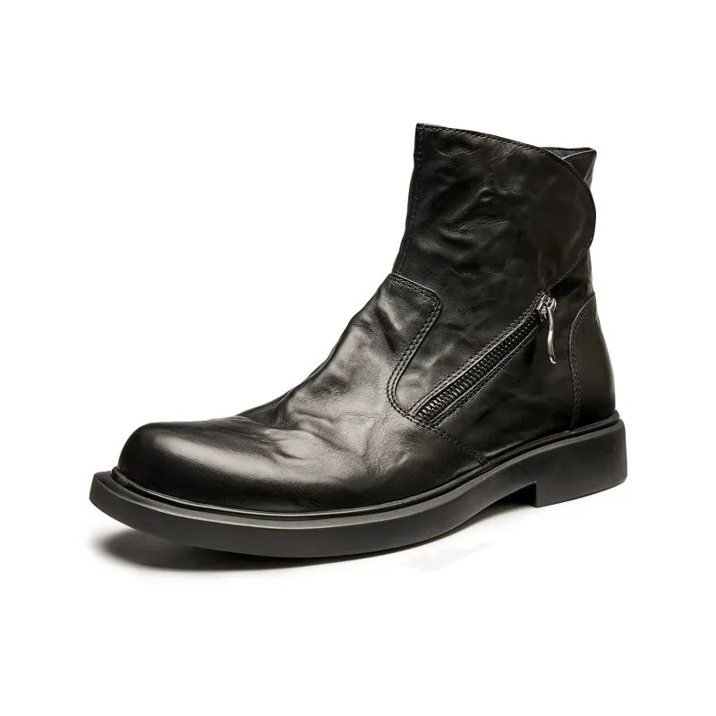 Brounvanm Ankle Boots 3CM Men's Black Coffee-1