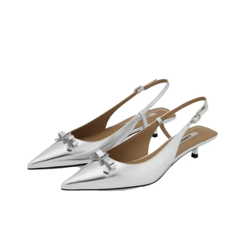 73Hours Ice Jasmine Slim Heel High Heels 3cm Women's Black/Silver-7