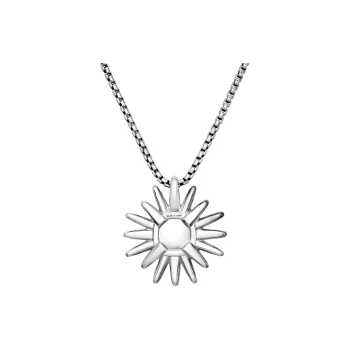 David Yurman Sterling Silver Starburst Diamond Pendant Necklace 19mm