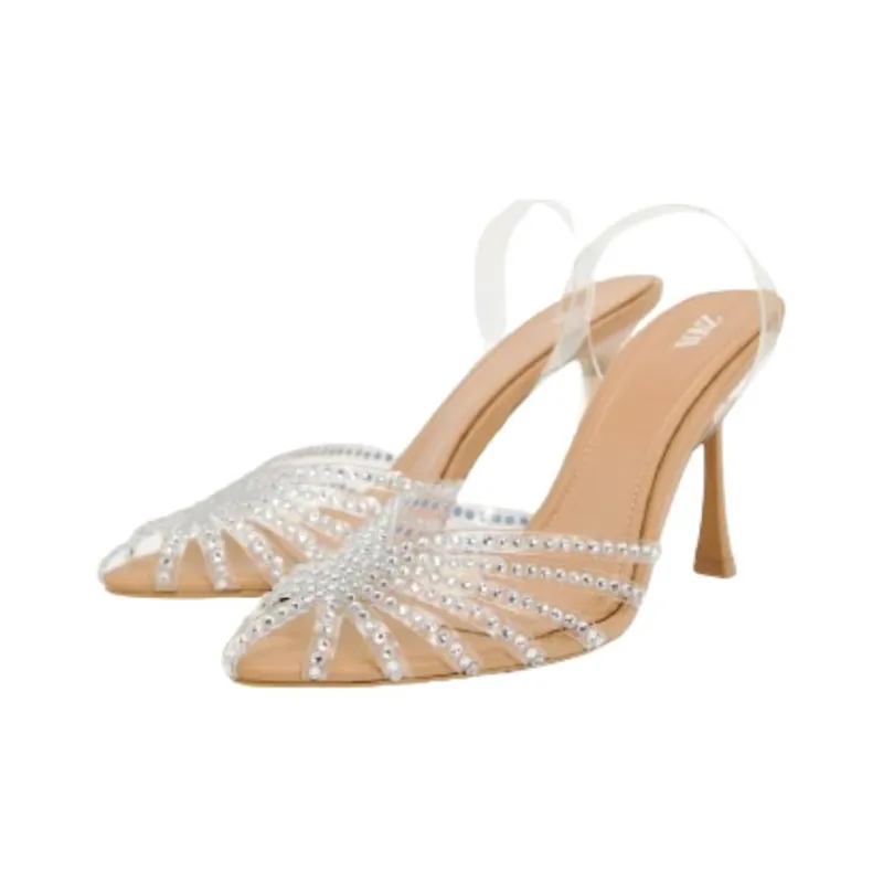 ZARA Slim Heel High Heels Women's Beige-2