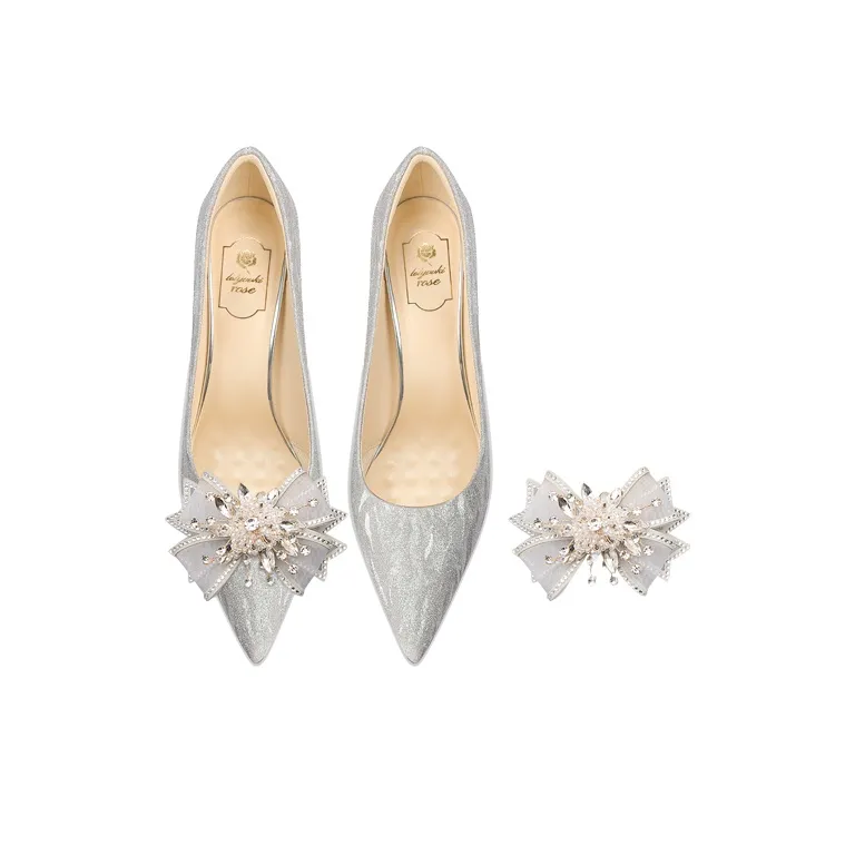 LOLY Crystal Shoes French Wedding Shoes New Arrival Summer Slim Heel Everyday Wear Fashion Versatile Women's White-2