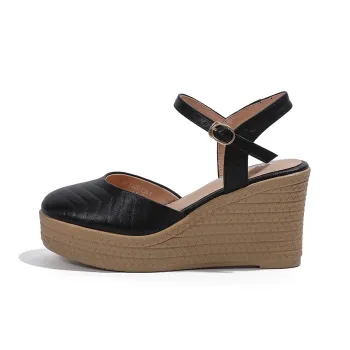 Mulinsen Wedge Heel High Heels 8.5cm Women's Black