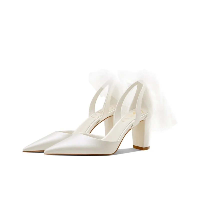 ROSE CASTLE Chunky Heel High Heels 7.5cm Women's White-2