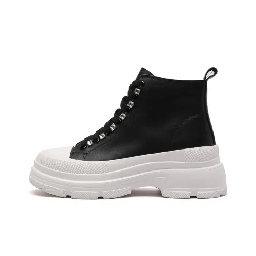 PACO GIL Platform Shoes Women's Black White