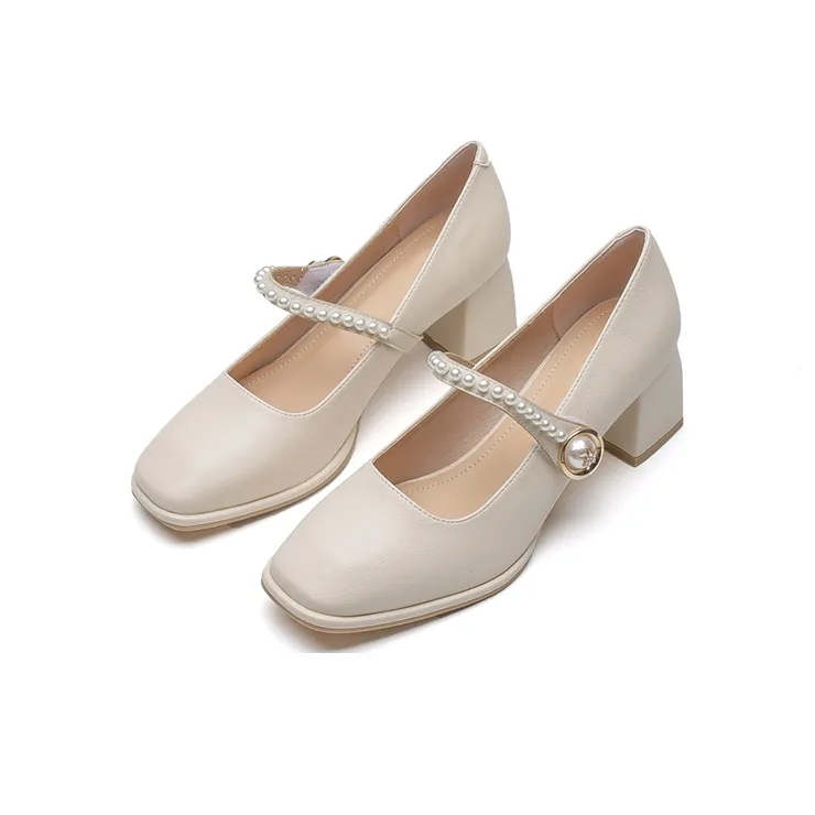KATHRYN WILSON Chunky Heel High Heels 6.0cm Women's Apricot-3