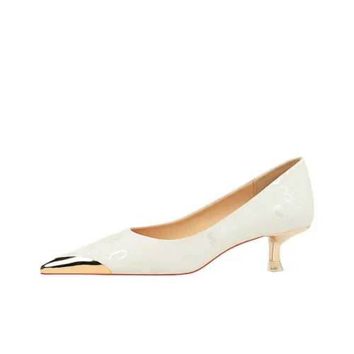 BIGTREE High Heels Women's White/Black/Silver