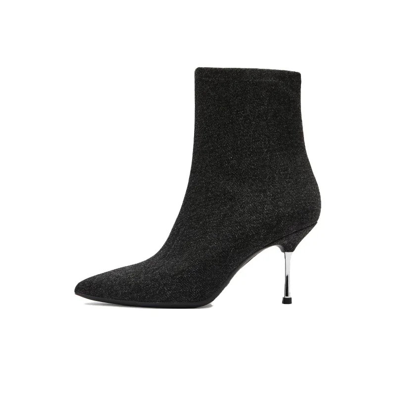 Staccato Ankle Boots 8cm Women's Denim Black-0