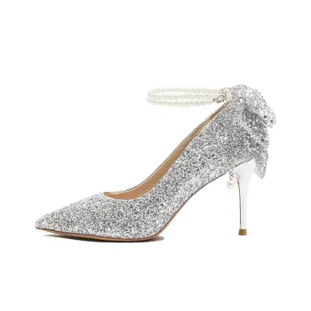 AGSDON Slim Heel High Heels 8.5cm Women's Silver