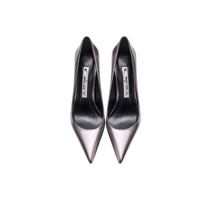 Ganxiaojie Slim Heel High Heels Women's Gray-4