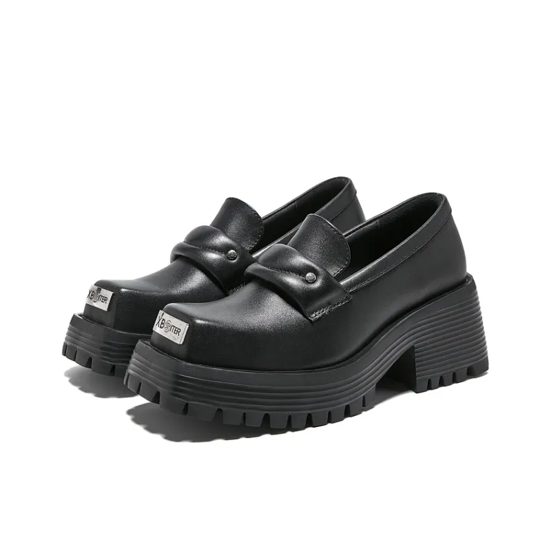 XB ITER Chunky Heel High Heels Women's Black-2