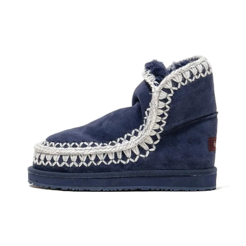 K.D.KENAZ Warm Wear Resistant Slip Resistant Short Fashion Snow Boots Women's Royal Blue-0