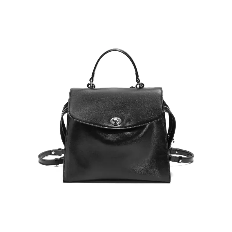 BELLE Synthetic Leather Backpack On The Shoulder Tubas Women's Black/Coffee-1