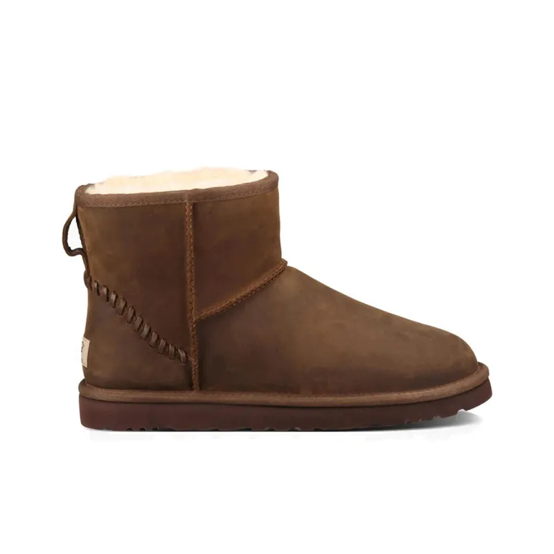 UGG Classic Mini Deco Mid Tops Fleece Lined Brown-1
