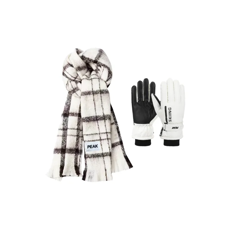 PEAK Mohair Knit Scarves Unisex Black White Plaid-0