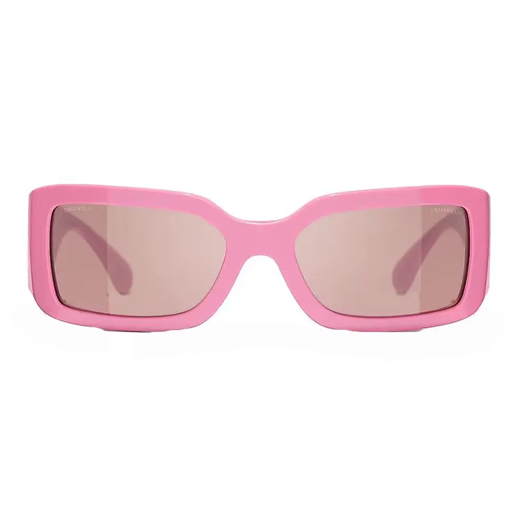 CHANEL Acetate Nylon Square Sunglasses Women's Pink-3
