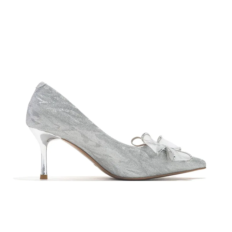 Jifffly Slim Heel High Heels Women's Silver-1