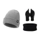 Gray Hats & Caps+Black Glove+Black Scarf
