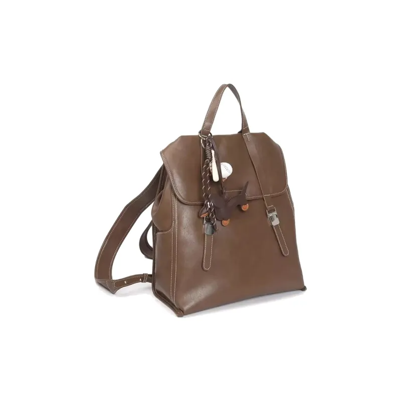 BUHOWE Polyurethane With Synthetic Leather Backpack Women's Khaki-1