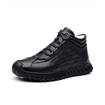 Anti-Slip And Wear-Resistant Warm Mid-Top Essential Casual Shoes For Everyday Life Men's Classic Black