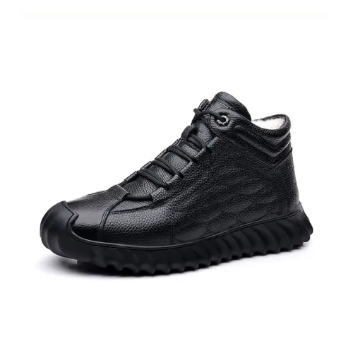 Anti-Slip And Wear-Resistant Warm Mid-Top Essential Casual Shoes For Everyday Life Men's Classic Black
