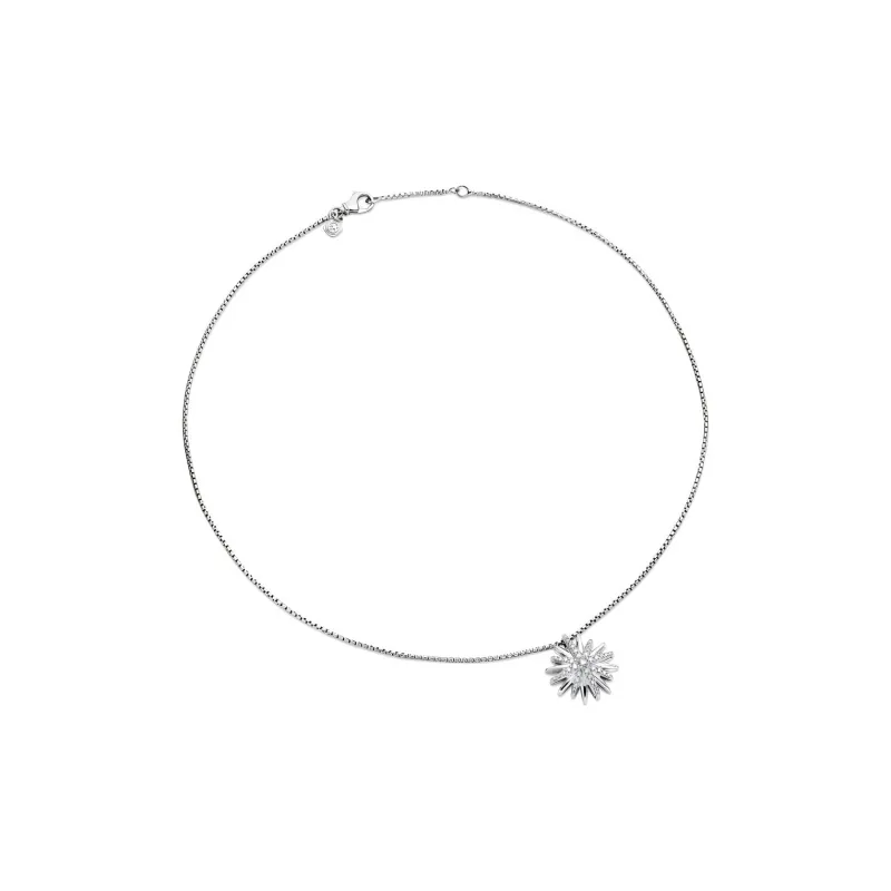 David Yurman Sterling Silver Starburst Diamond Pendant Necklace 19mm-1
