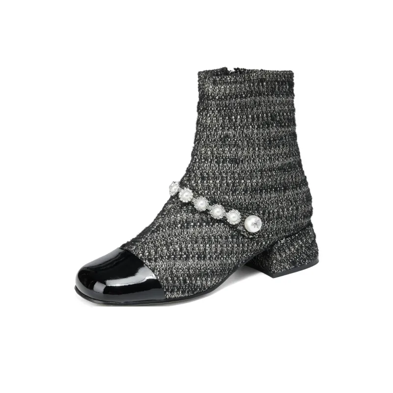 ELLE Ankle Boots Women's Black/Blue Gold-7