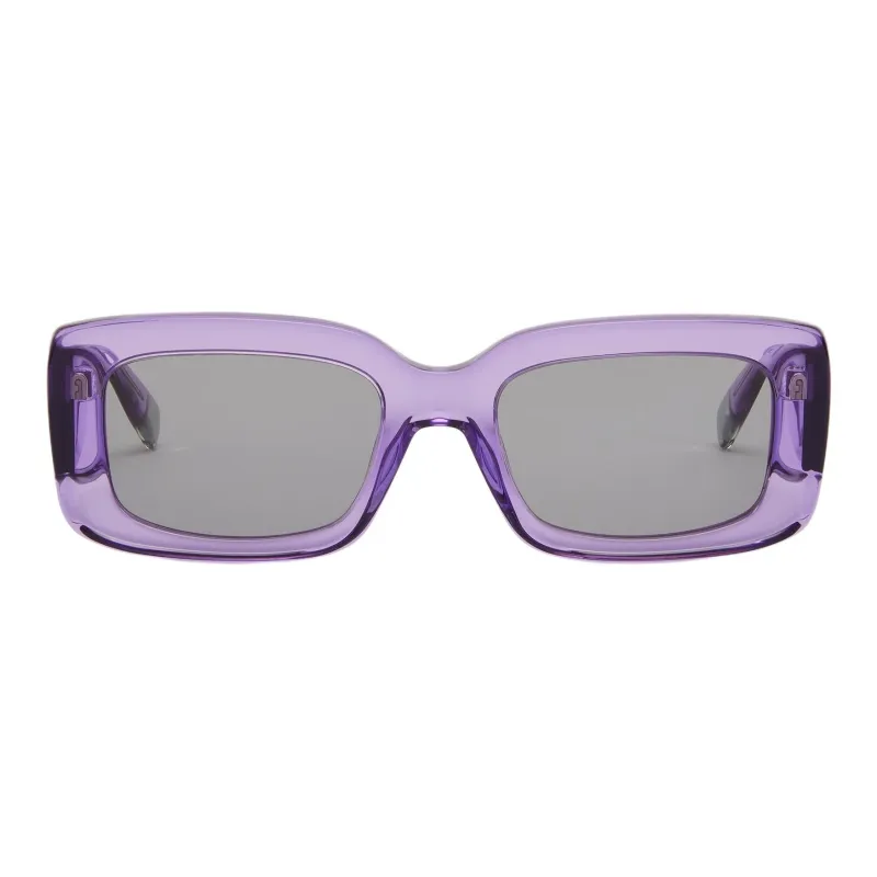 Furla Acetate Metal Rectangular Sunglasses Unisex Purple-1