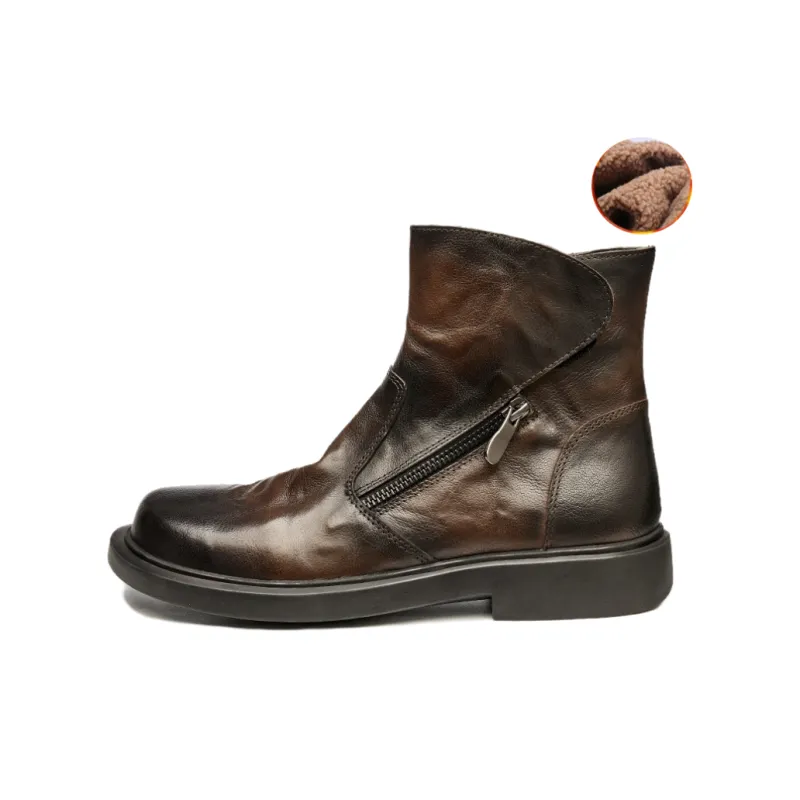 Brounvanm Ankle Boots 3CM Men's Black Coffee-18