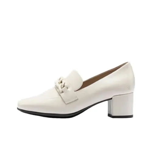Ecco Chunky Heel High Heels 6.5cm Women's White