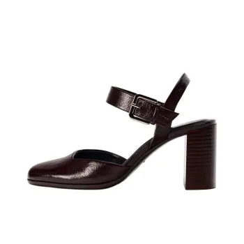 ZARA Chunky Heel High Heels Women's Burgundy