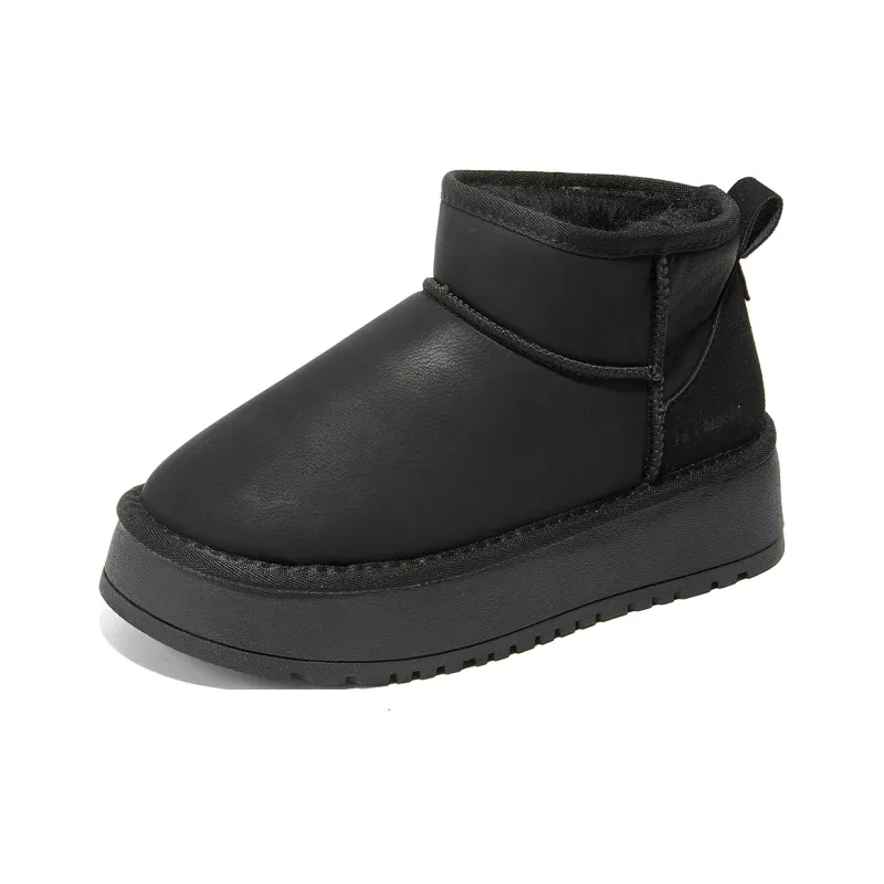La Chapelle Warm Water Resistant And Wear Resistant Short Snow Boots Women's Black-1