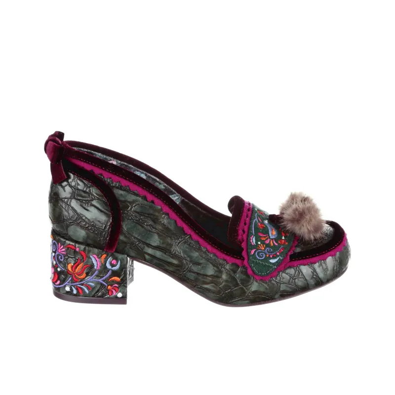 IRREGULAR CHOICE Cosy Cottontail Chunky Heel High Heels 5cm Women's Green-1
