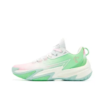 QIAODAN Cushioning Wear Resistant Low Top Chai Rebound Technology Basketball Shoes Men's Green Pink White