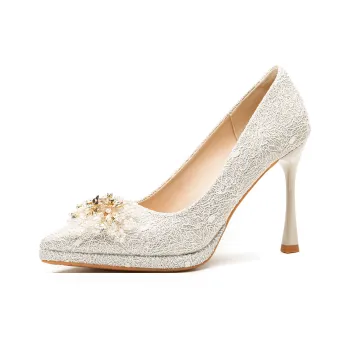 Zubumei Slim Heel High Heels Women's Champagne