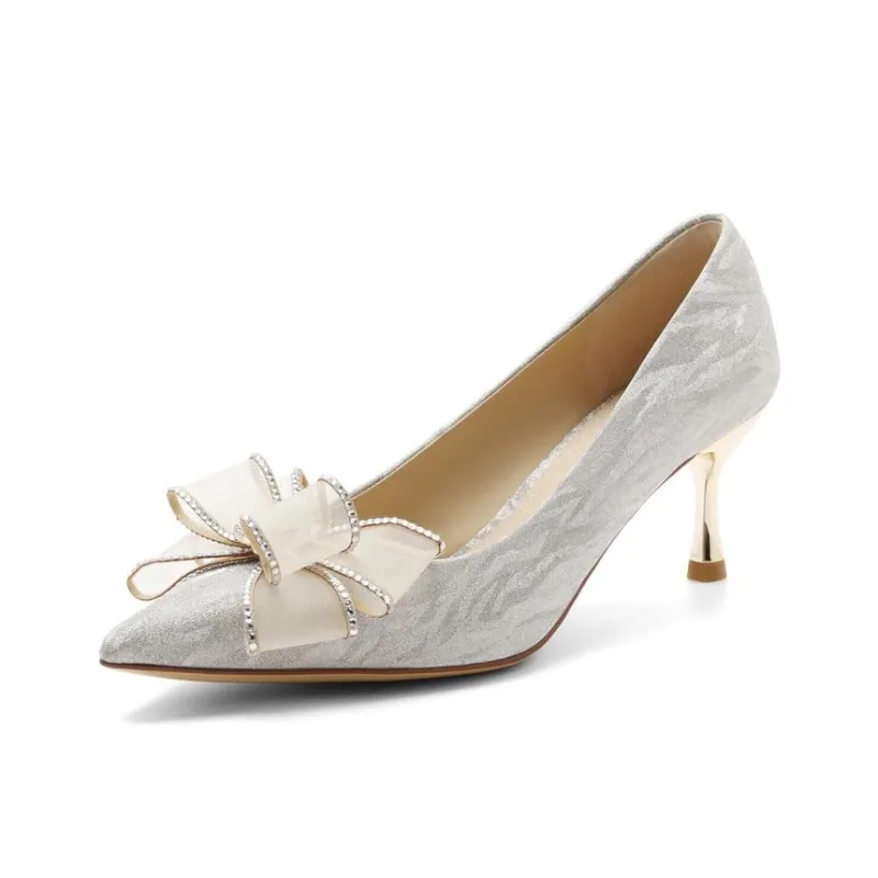 BELLE Slim Heel High Heels 6.5cm Women's Silver-1