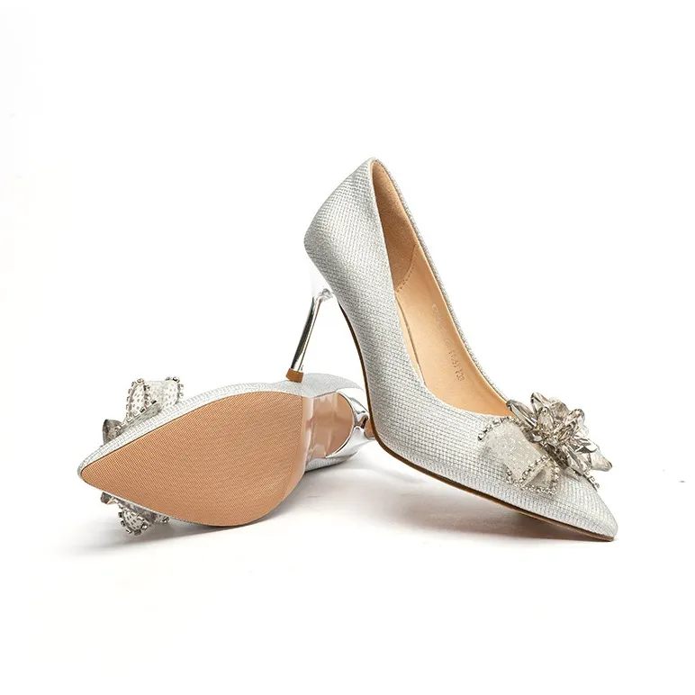 RED DRAGONFLY Slim Heel High Heels 5CM Women's Silver-5