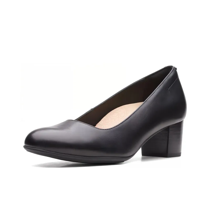 Clarks Chunky Heel High Heels Women's Black-0